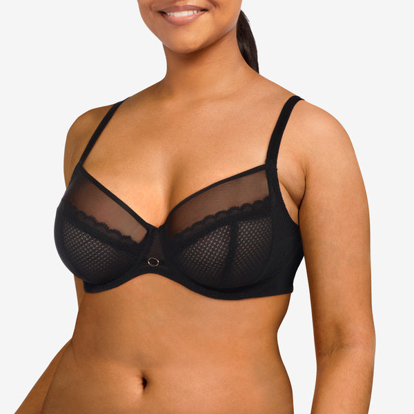 Plus Size Deep Plunge Full Cup Coverage Thin Lace Minimizer Bra - Power Day  Sale