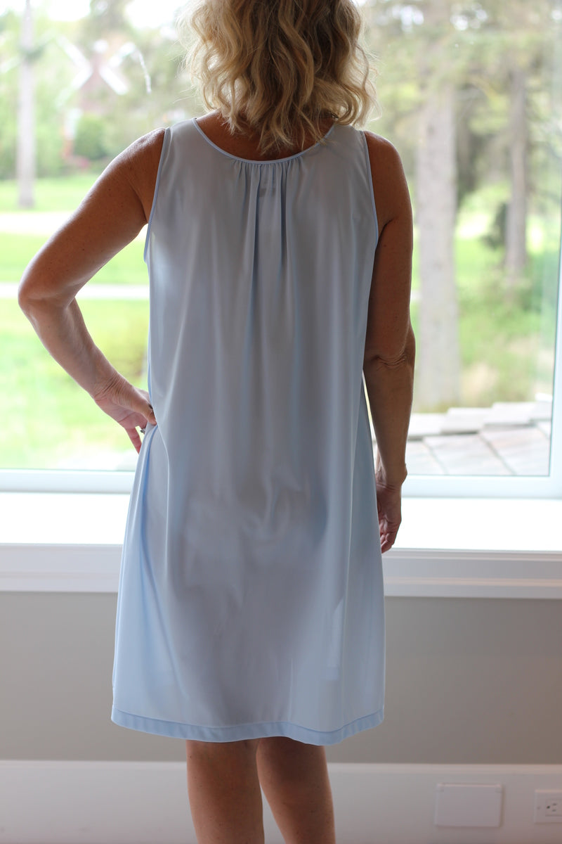 Shadowline Women's Short V-Neck Nightgown - Opacitrique Nylon, Below-Knee Length, Lace Trim - View #2