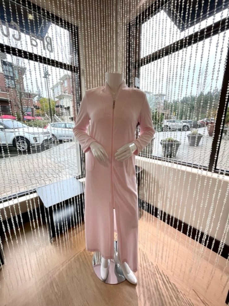 Diamond Tea Velour Zip Robe in pink