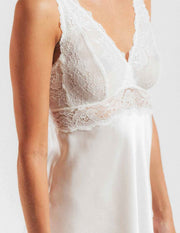 NK iMode Morgan Short Silk Chemis front bodice in white lace