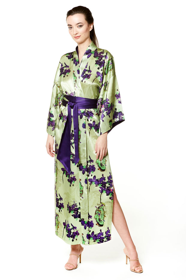 Christine Silk Print Pagoda Long Robe - 8710